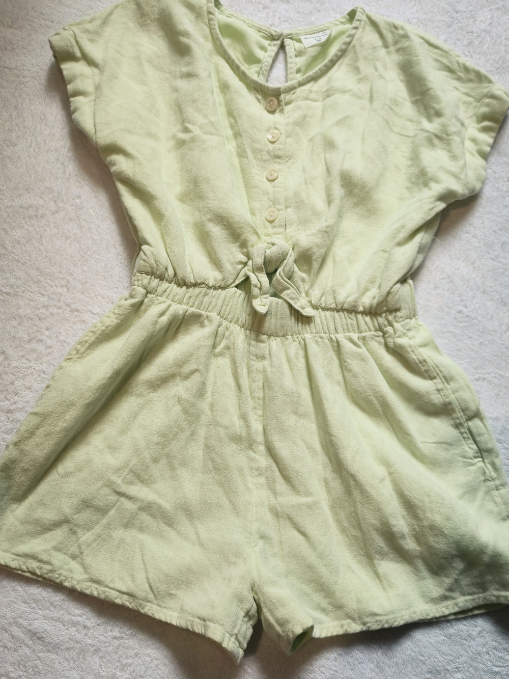 Abercrombie & Fitch Light Lime Green Button-Front One-Piece Romper